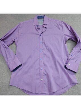 Twillory Mens Shirt Large 16 Pink Blue Plaid Tailored Fit Performance